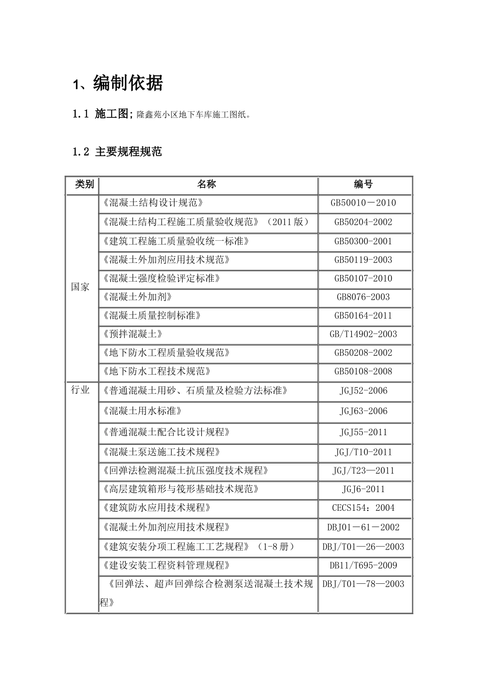 车库混凝土施工方案_第1页