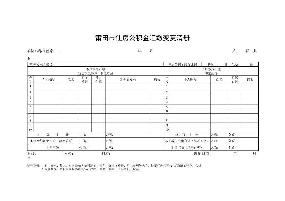 莆田市住房公积金业务表格、证明范本_第3页