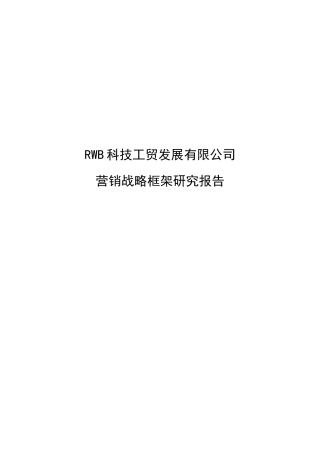 某科技工贸公司营销战略框架研究报告