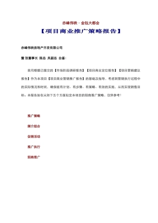 赤峰·金钰大都会·营销推广报告（定）