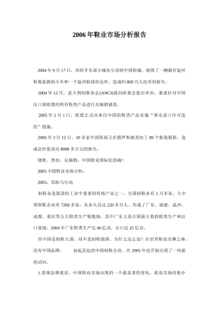 某某年鞋业市场分析报告