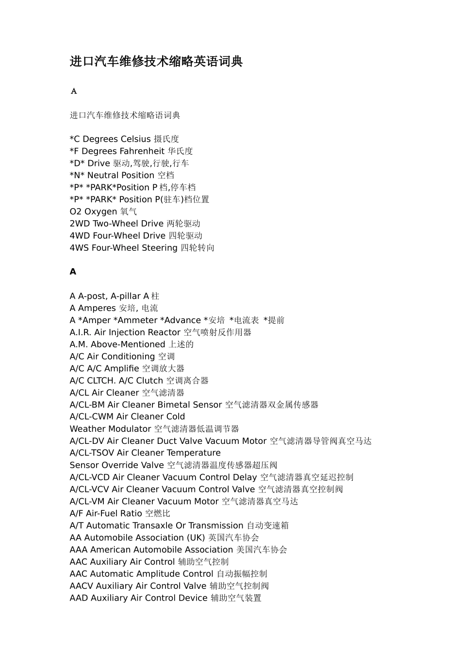 进口汽车维修技术缩略英语词典(1)_第1页