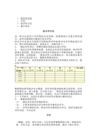 评价指标方法概述
