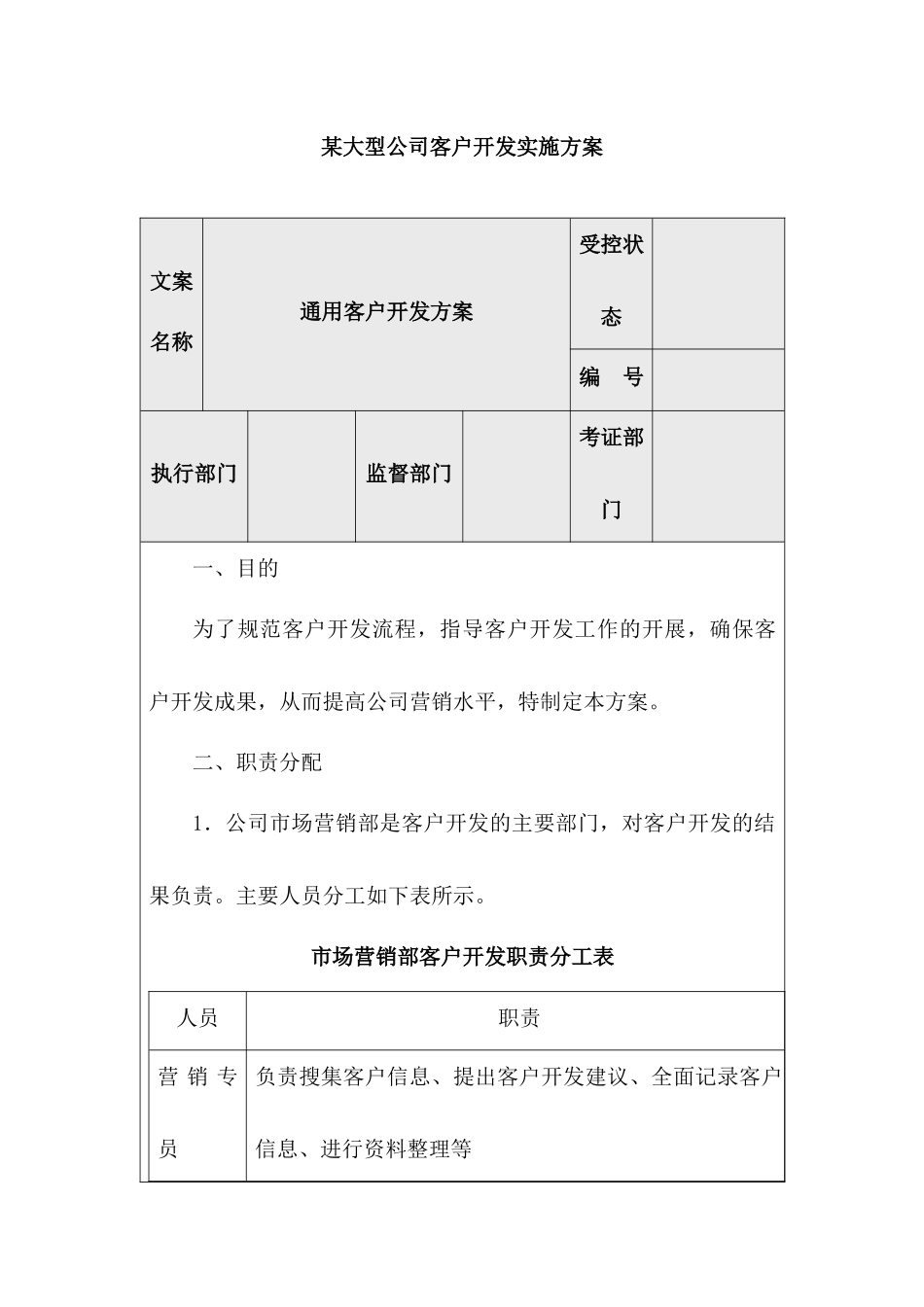 某大型公司客户开发实施方案_第1页
