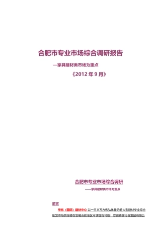 某家居建材类专业市场综合调研报告范本