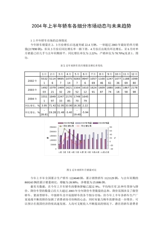 某某年上半年轿车各细分市场动态与未来趋势