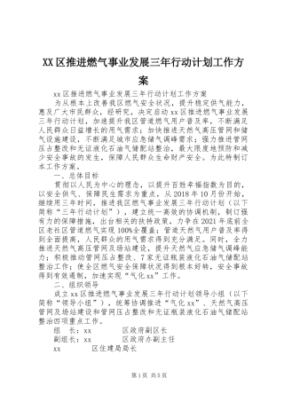 XX区推进燃气事业发展三年行动计划工作方案