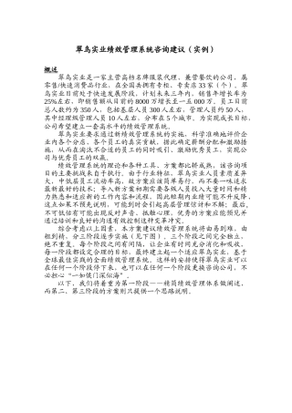 某实业绩效管理系统咨询建议方案