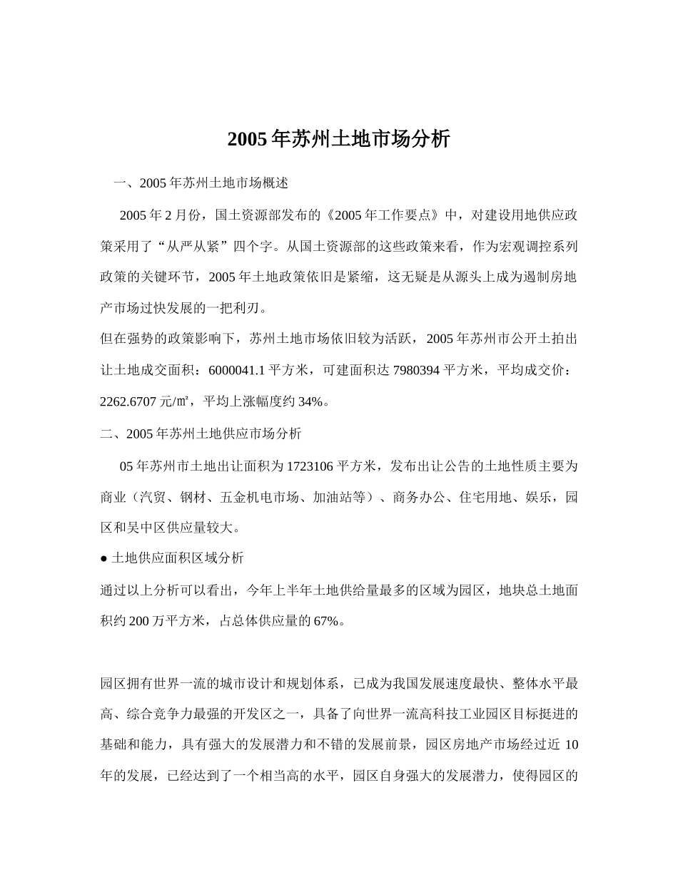 某某年苏州土地市场分析_第1页