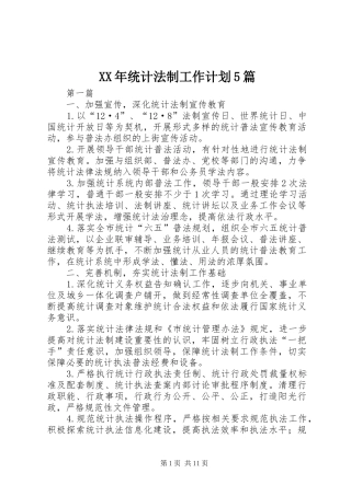 XX年统计法制工作计划5篇