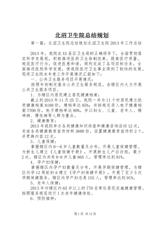 北沼卫生院总结规划