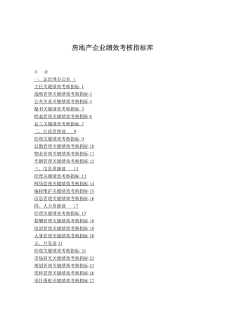 房地产企业绩效考核指标库2