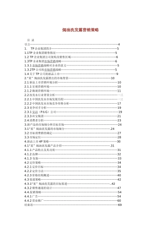 焗油洗发露市场营销战略分析