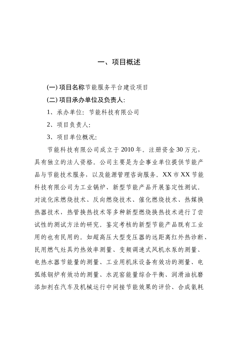 节能服务平台建设项目资金申请报告_第1页