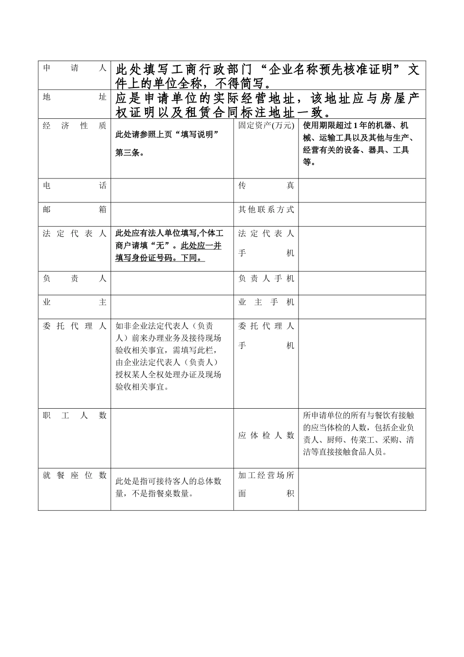 餐饮服务许可申请书_第3页