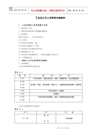 工业品工作人员教育