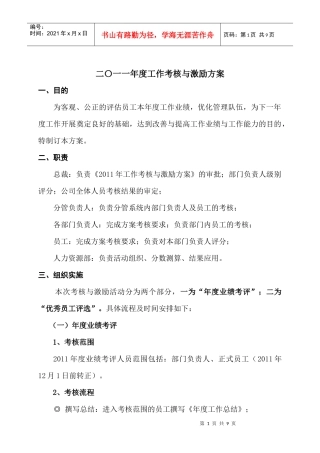 人力资源-2022XXXX年度工作考核与激励方案