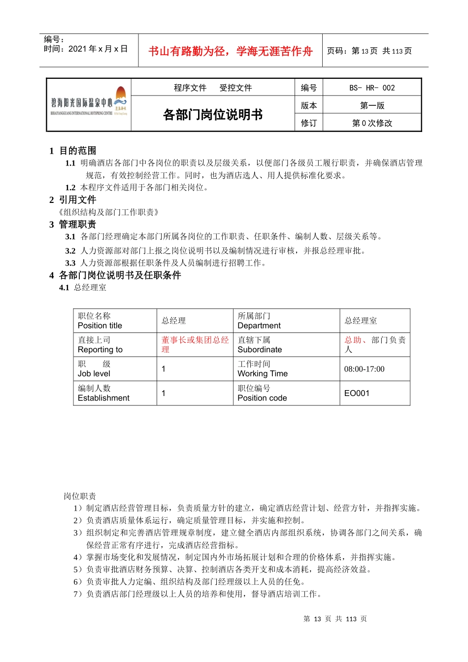 人力资源-202206岗位说明书_第1页