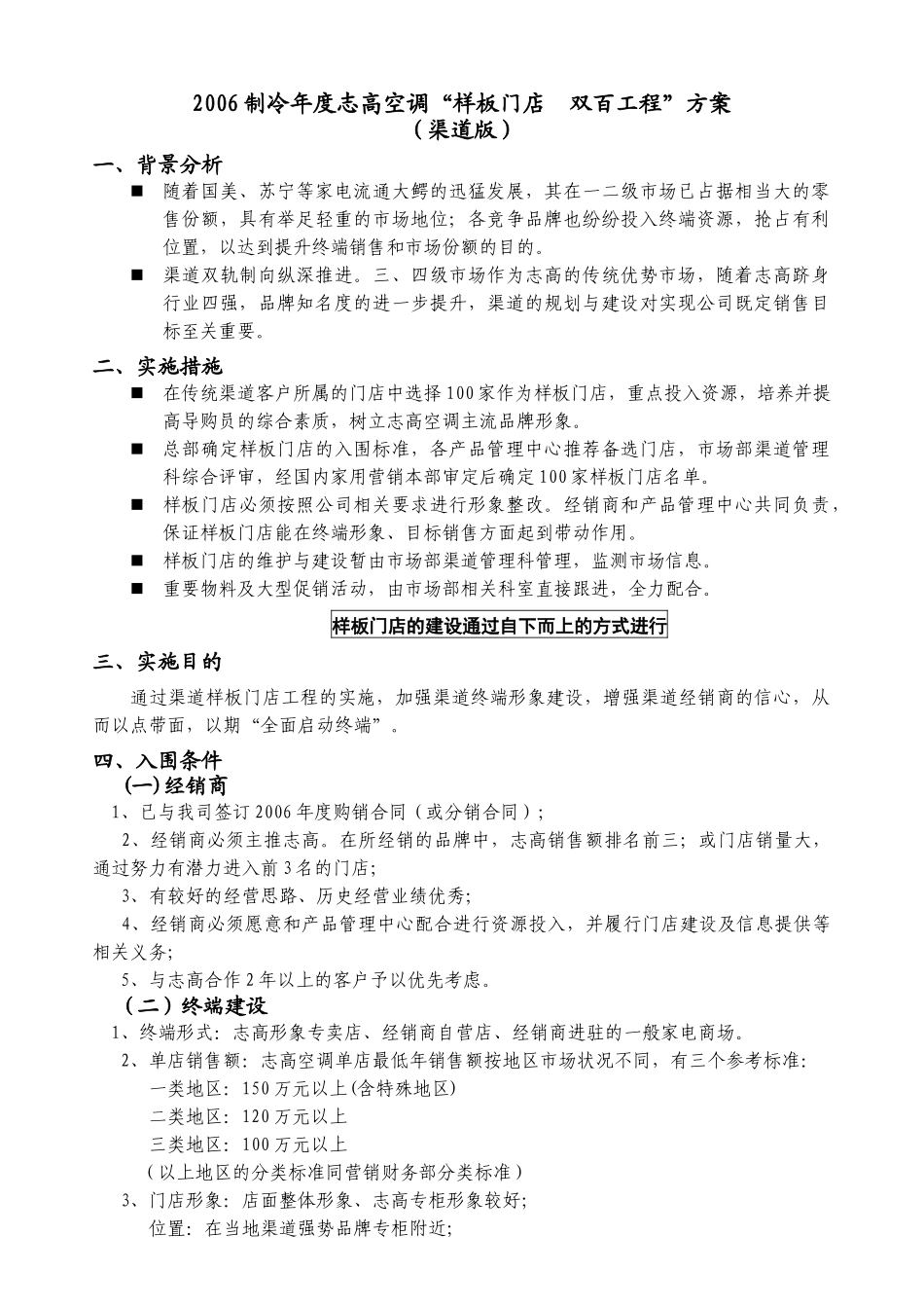 空调样板门店双百工程方案_第1页