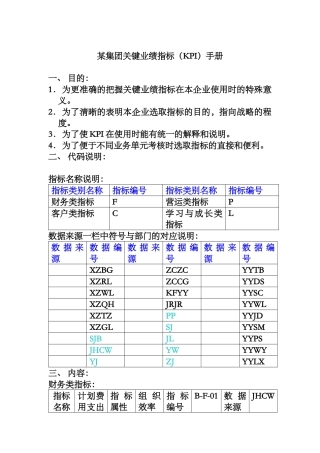 XX集团KPI指标手冊