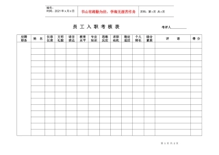 人力资源-2022118员工入职考核表