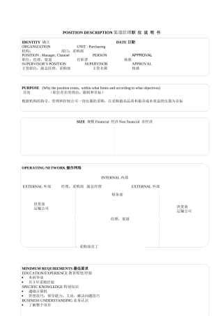 某软件公司渠道经理职位说明书
