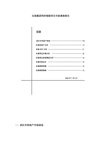 汉指集团利济南路项目市场分析报告