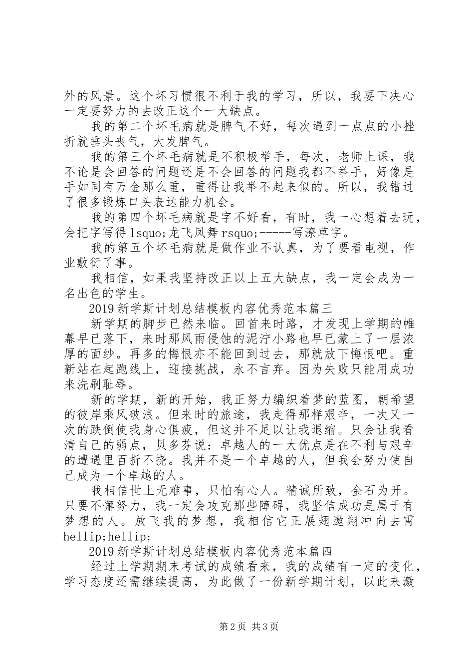 20XX年新学斯计划总结模板内容优秀范本_第2页