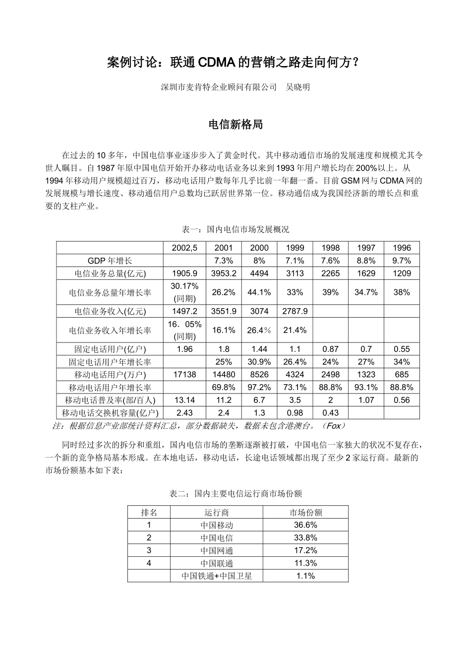 联通CDMA的营销之路走向何方_第1页
