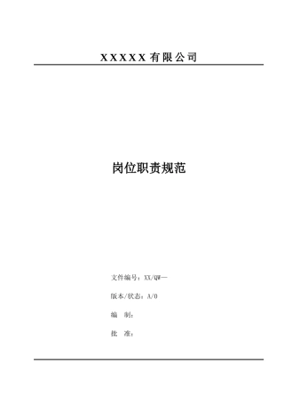 人力资源-XXXXX有限公司岗位职责规范