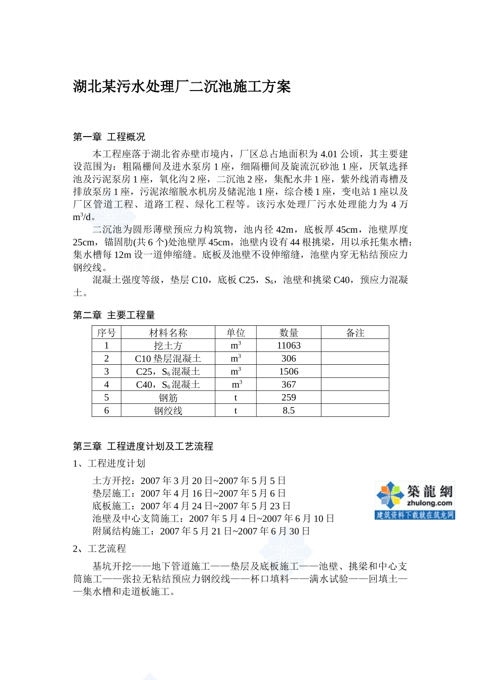 湖北某污水处理厂二沉池施工方案p_第1页
