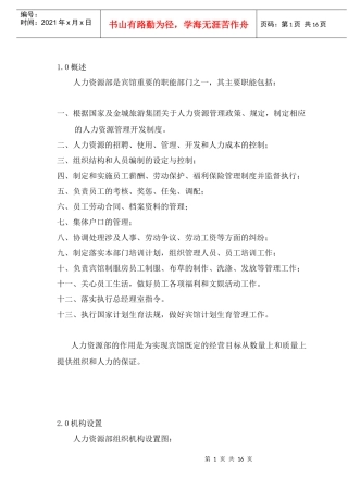 人力资源-2022COP-RL-01人力资源部组织机构与职责