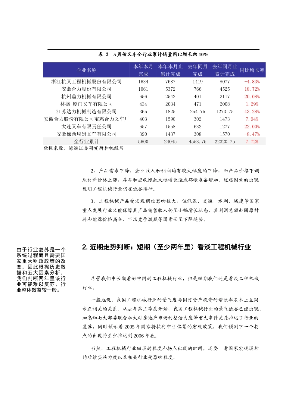海通：工程机械：行业谷低徘徊，两年里企业业绩难以好转_第3页