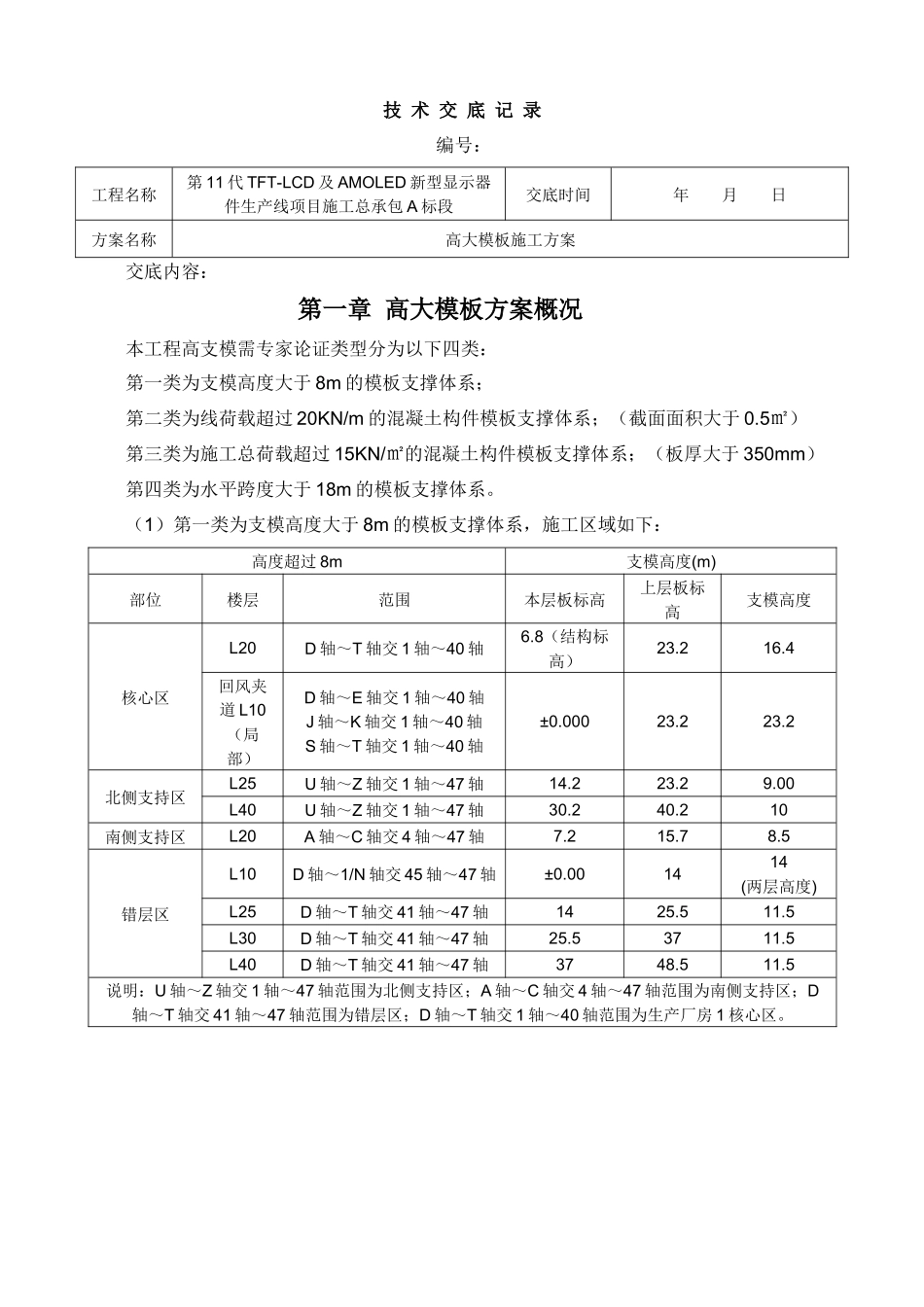 高大模板施工方案交底记录(专家论证终板(54)（53页）_第1页
