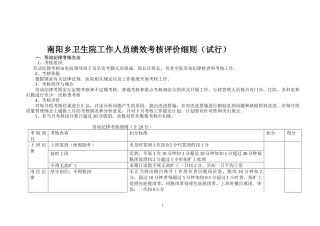 南阳乡卫生院工作人员绩效考核实施方案(试行)
