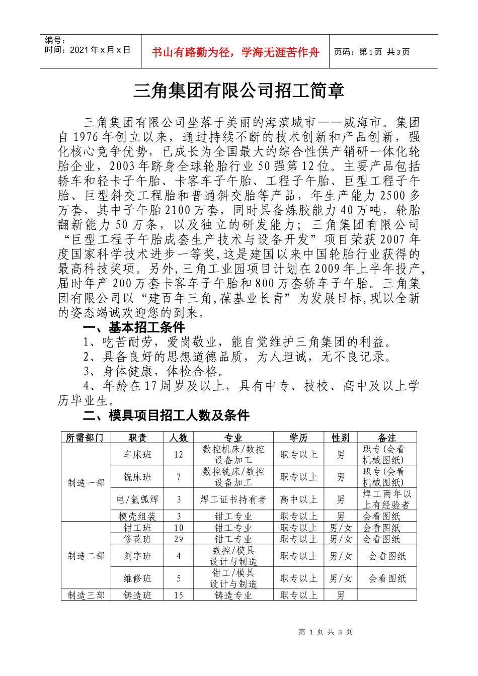 三角集团有限公司招工简章_第1页