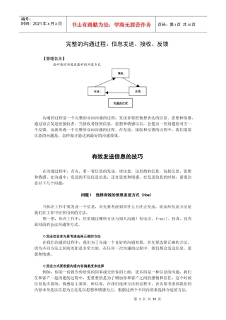 完整的沟通过程信息发送、接收、反馈(1)