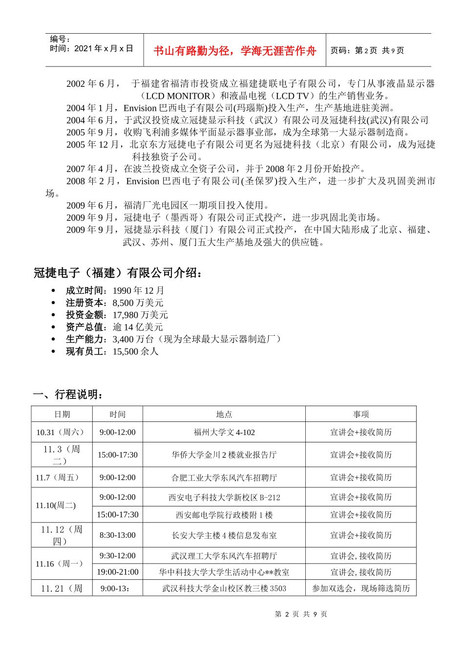 冠捷科技集团XXXX年校园招聘_第2页