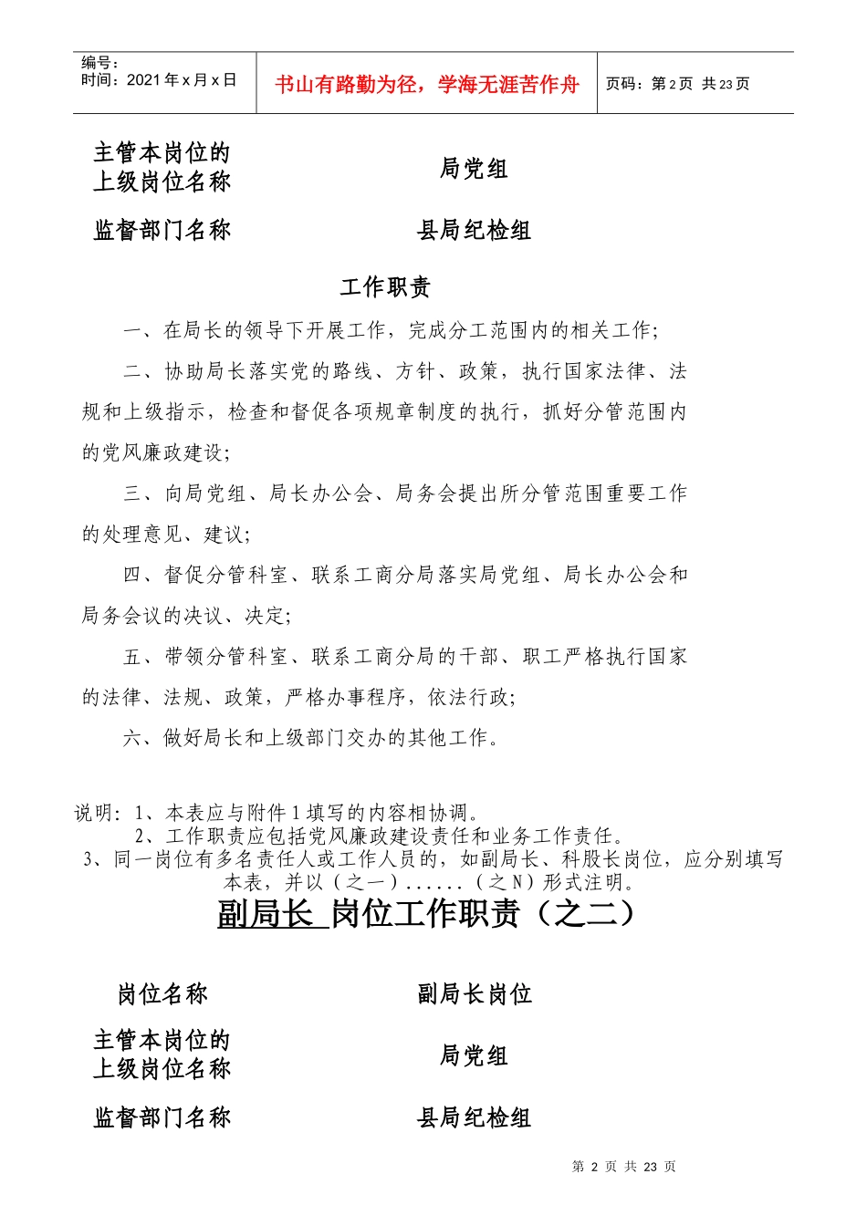 工商局机关岗位工作职责_第2页