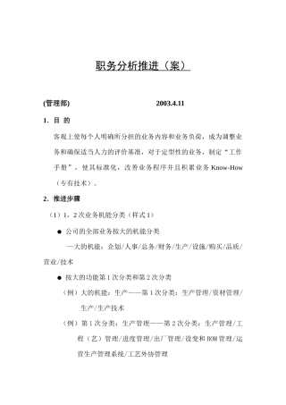 公司职务分析推进案