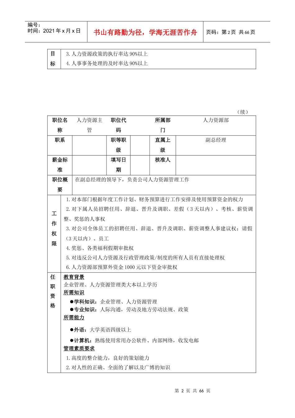 人力资源主管岗位描述-实用的HR图表_第2页