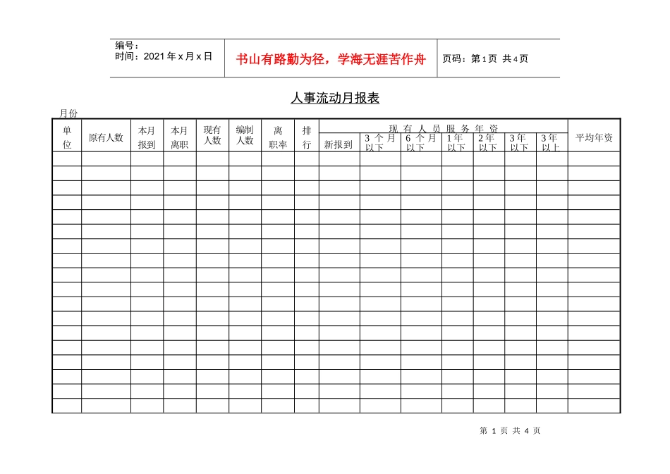 【精】人事流动月报表_第1页
