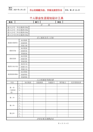 个人职业生涯规划设计工具