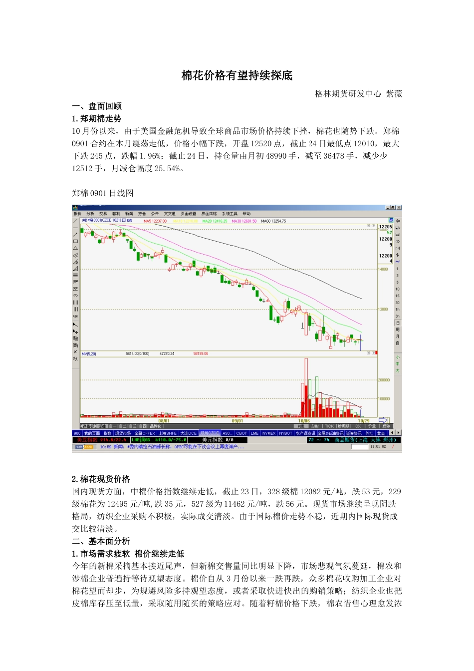 棉花价格有望持续探底_第1页