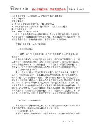 【精品文档-管理学】浅析中小企业吸引人才的策略_人力资源管理