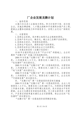 厂企业发展龙腾计划