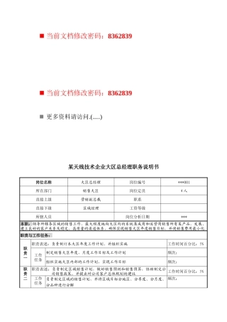 大区总经理岗位说明书