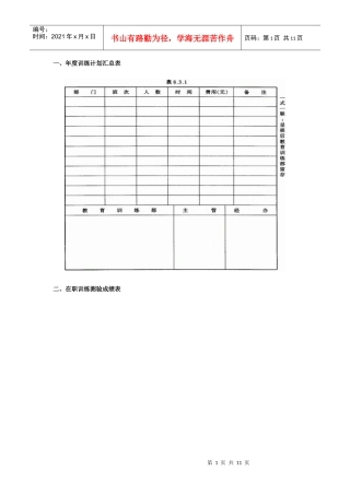 员工在职训练管理有关书表
