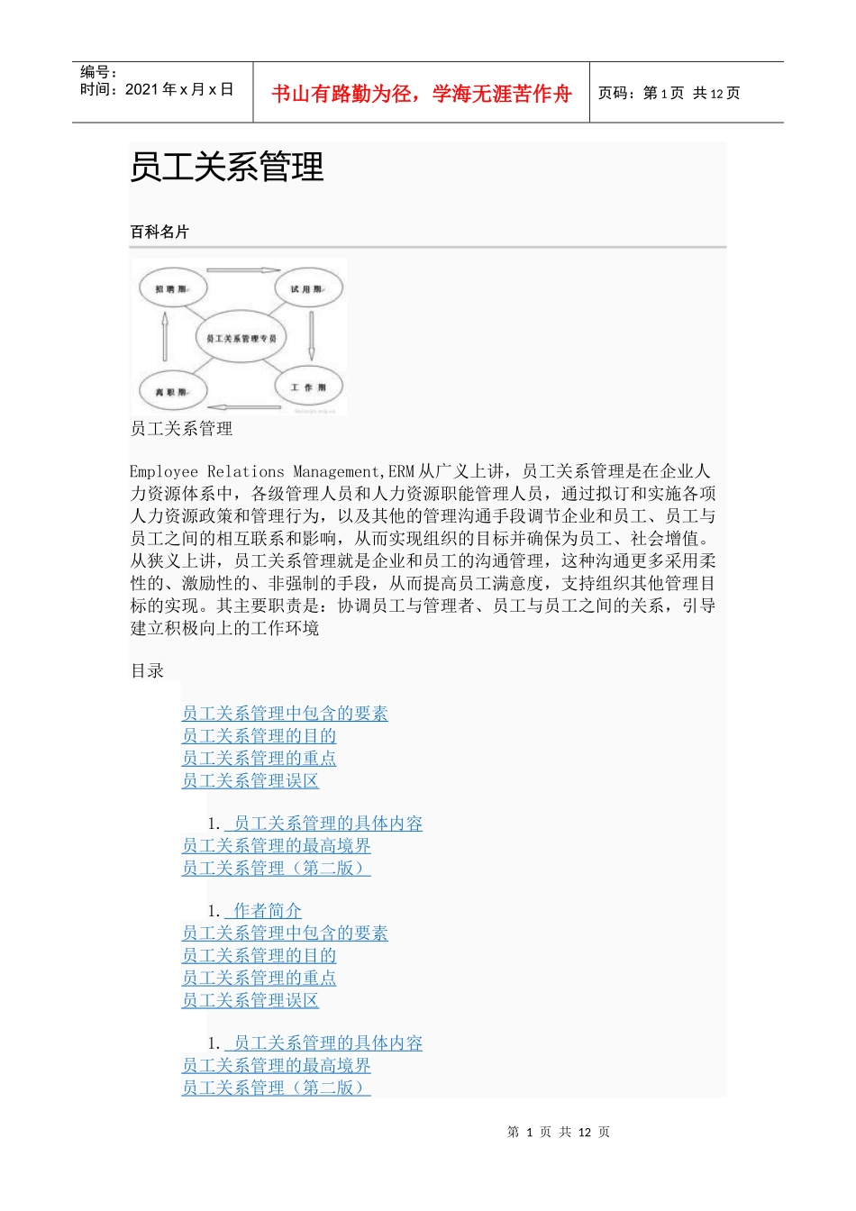 员工关系管理概念讲述_第1页