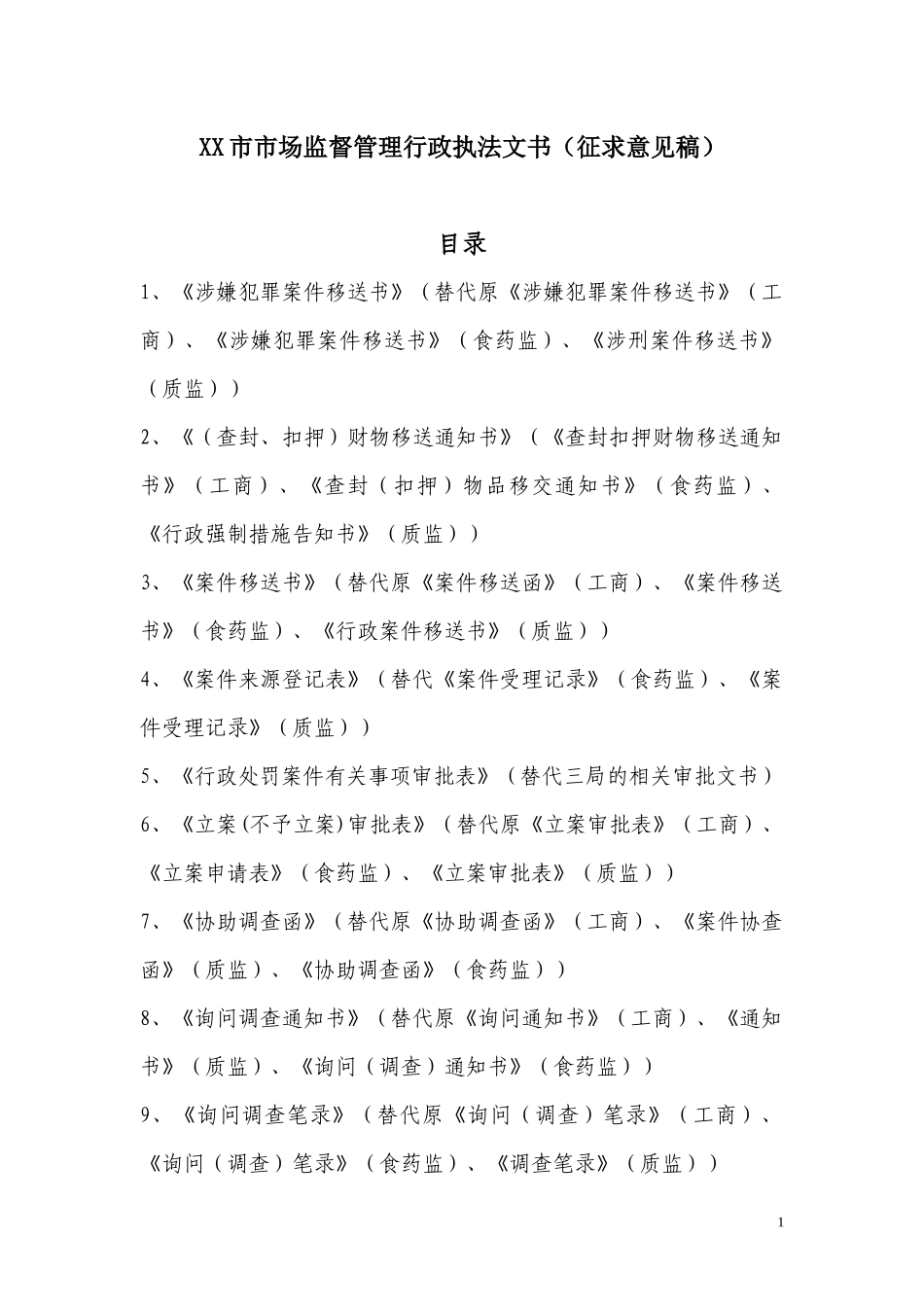 XX市市场监督管理行政执法文书((定稿)_第1页